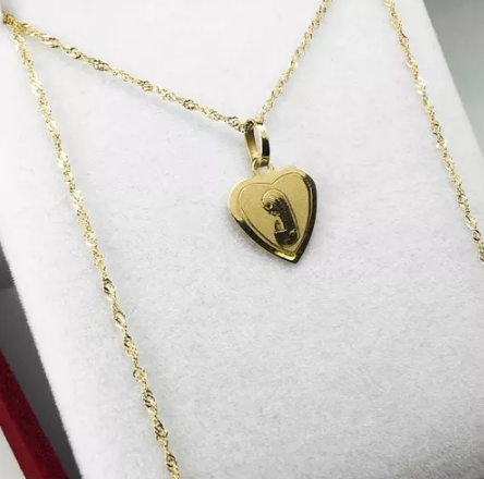 cadena 100% Oro 18K genuina para mujer SINGAPUR con dije de virgen